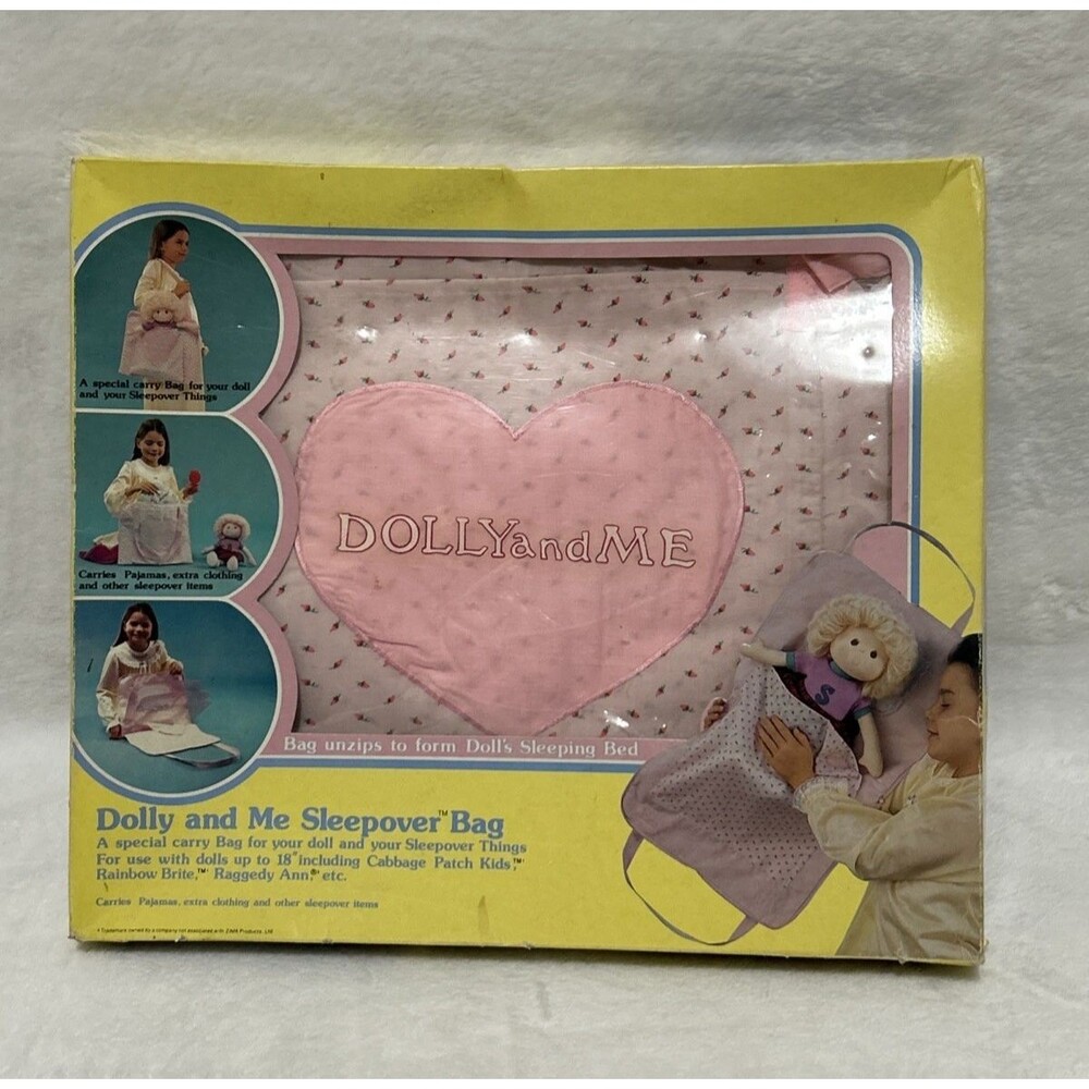 Vintage Dolly And Me Sleepover Bag Pink Floral For Dolls Up To 18” Embroidered